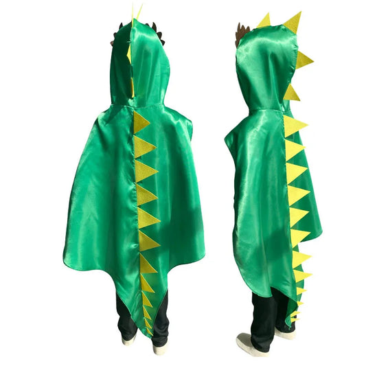 Boys & Girls Dinosaur Cape Dragon Hooded Cloak โ Kids Halloween & Christmas Fancy Dress Costume with Mask