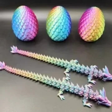 3D Printed Dragon Egg with Fully Articulated Dragon