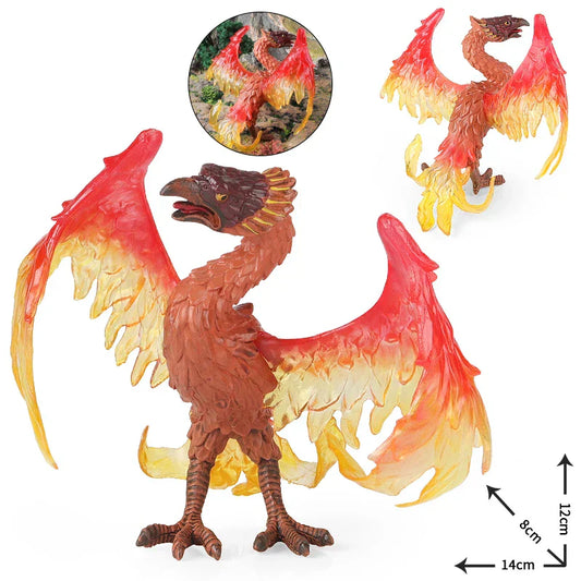 Oenux Simulation Big Size Chinese Mythological Dragon & Phoenix Model – Legendary Red Dragon & Phoenix Action Figures for Kids