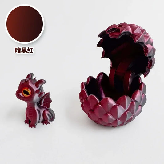 3D Printed Dragon Egg with Dragon – Anti-stress Mini Model, Movable & Rotatable Desktop Ornament, Kid Toy & Companionship Gift